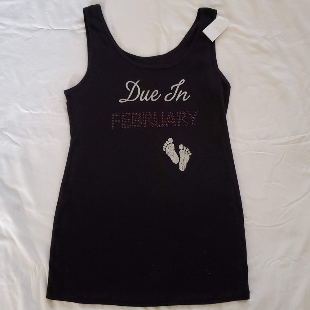 Motherhood "Due in FEBRUARY" Sleeveless Tank Black
